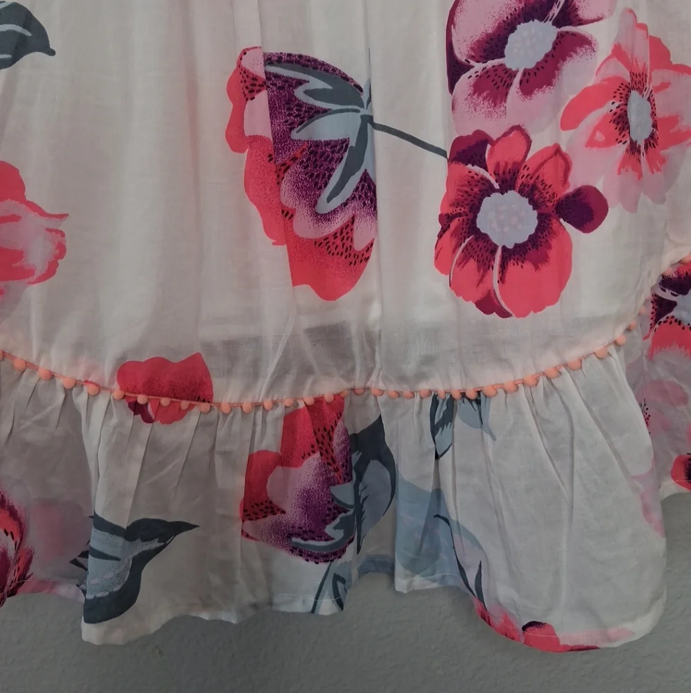 Monsoon Girls Sundress Sleeveless High Low Hem Floral Ivory Pink Purple 10 copy